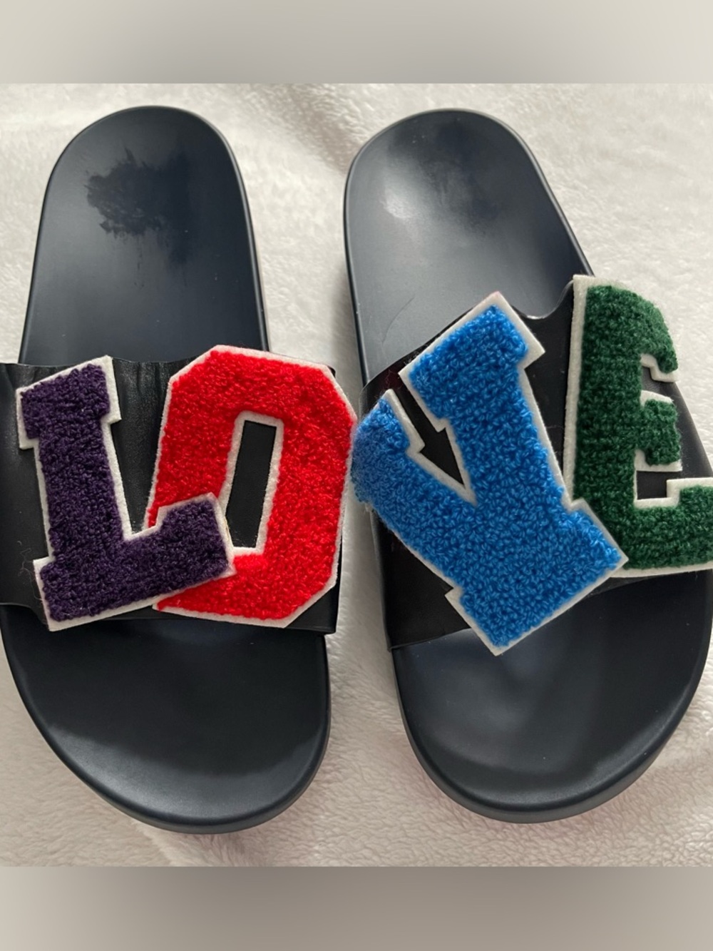 Tory Sport by Tory Burch Navy/ Snow White/Galleria LOVE Slides Size 7.5 NWOT